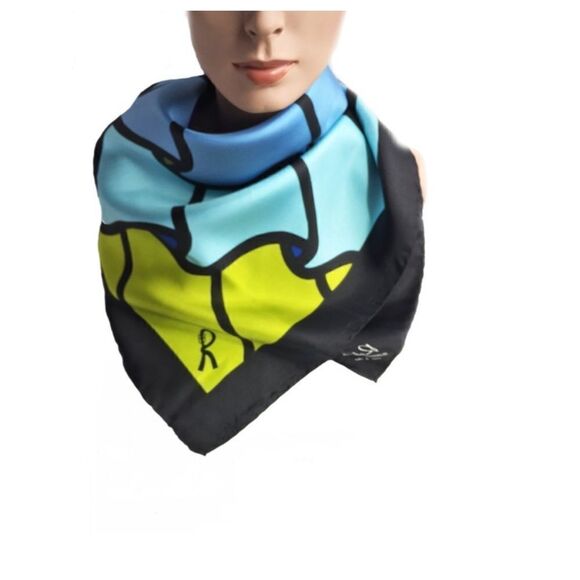 Roberta di Camerino-Florence Italy 35' square silk scarf-multi jewel colors - Picture 8 of 8